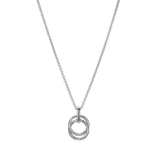 Sterling Silver Necklace with Interlock Circle Pendant by ELLE