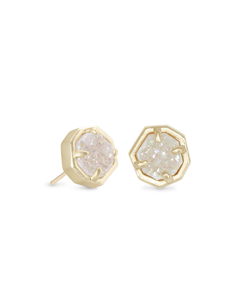 Nola Gold Plated Stud Earrings Iridescent Drusy by Kendra Scott