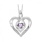 Sterling Silver, Created Alexandrite & Diamond Rhythm of Love Heart Pendant & Chain