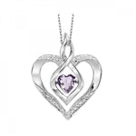 Sterling Silver, Created Alexandrite & Diamond Rhythm of Love Heart Pendant & Chain