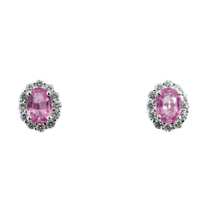 14K White Gold 2.00cttw Pink Sapphire & 0.60cttw Diamond Earrings by RJM