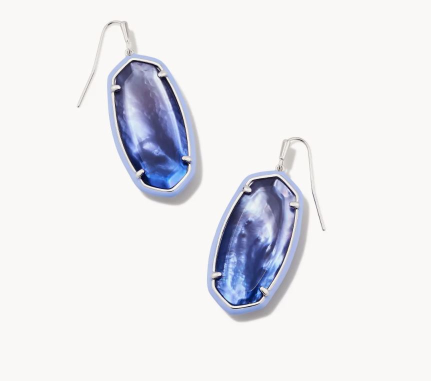 Elle Silver Plated Enamel Framed Drop Earrings in Dark Lavender Illusion by Kendra Scott