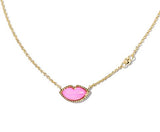 Lips Gold Plated Hot Pink MOP Pendant Necklace by Kendra Scott