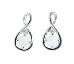 14K White Gold 0.32cttw Opal & 0.022cttw Diamond Earrings