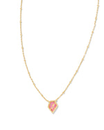 Framed Tessa Yellow Gold Plated Satellite Pendant Necklace with Luster Rose Pink Opal by Kendra Scott
