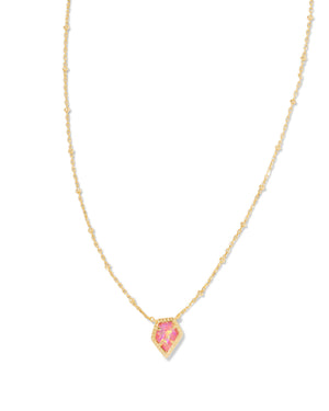 Framed Tessa Yellow Gold Plated Satellite Pendant Necklace with Luster Rose Pink Opal by Kendra Scott