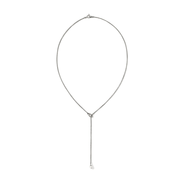 Surf Silver Diamond Pave Y Necklace with Cultured Fresh Water Pearl by John Hardy
