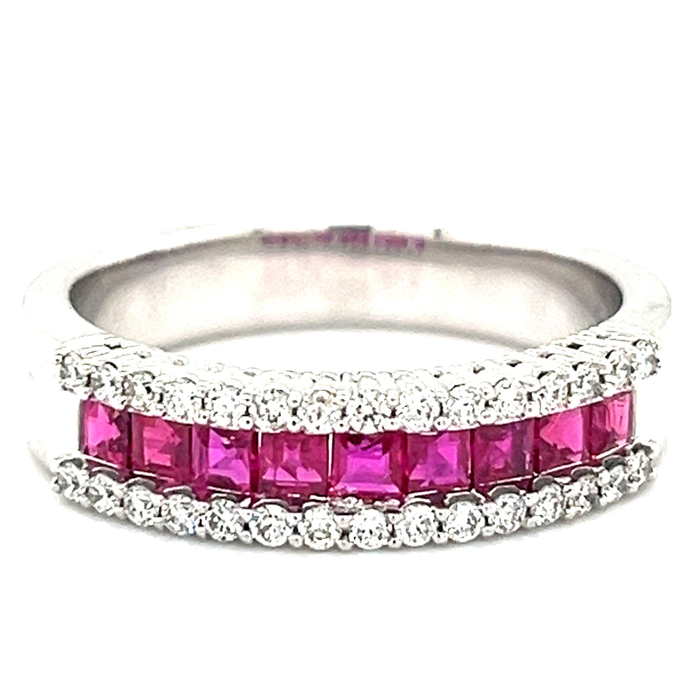 14K White Gold 0.67cttw Ruby & 0.26cttw Diamond Ring