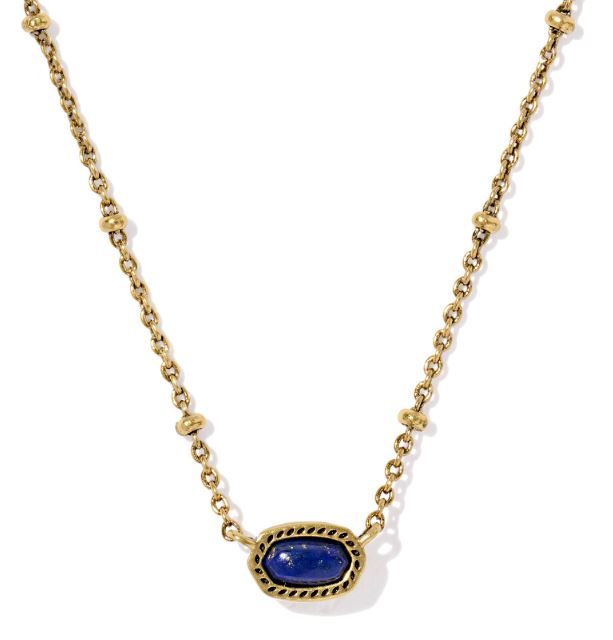 Mini Elisa Satellite Vintage Gold Plated Blue Lapis Short Pendant Necklace by Kendra Scott