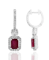 18K White Gold 2.18cttw Ruby & 0.93cttw SI G-H Diamond Earrings by Jewels By Jacob