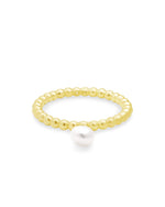 Lila Gold Plated Band Ring White Pearl Sz 8 by Kendra Scott