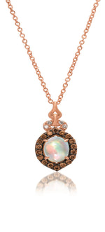 14K Strawberry Gold 0.40 Neopolitan Opal 0.19cttw Diamond Pendant by LeVian