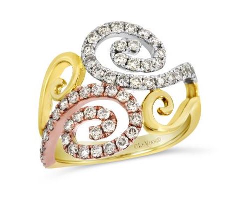 14K Tri Color Gold Ring with 0.96cttw Nude Diamonds by LeVian