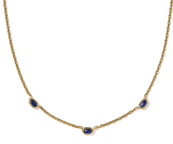 Mini Elisa Three Stone Vintage Gold Plated Blue Lapis Strand Necklace by Kendra Scott