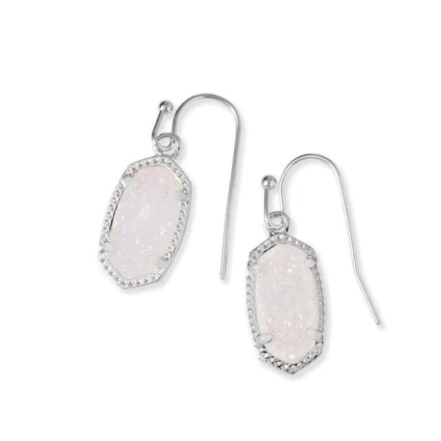 Lee Earrings Rhodium Iridescent Drusy by Kendra Scott