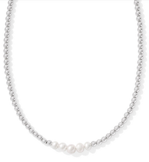 Eve Silver White Pearl Beaded Strand Necklace by Kendra Scott