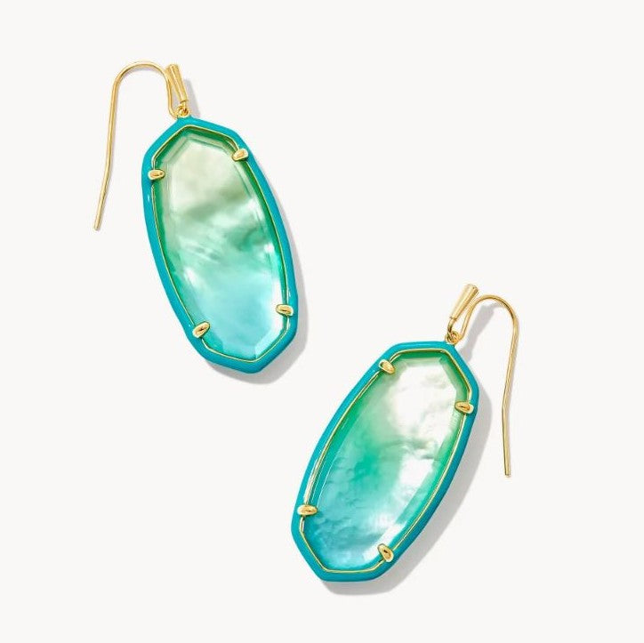 Elle Gold Plated Enamel Framed Drop Earrings in Sea Green Chrysocolla by Kendra Scott