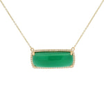 14K Yellow Gold 13.80ct Green Onyx & 0.30cttw Diamond Pendant by Bellarri