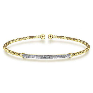 14K Yellow Gold 0.32cttw Diamond Bar Split Cuff Bracelet by Gabriel