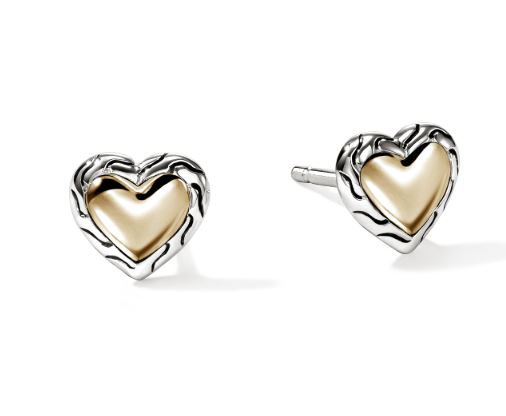 JH Essentials Heart 14K Gold & Silver Studs by John Hardy