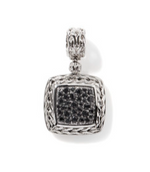 Essentials Silver Lava Medium Square Pendant with Treated Black Sapphire by John Hardy