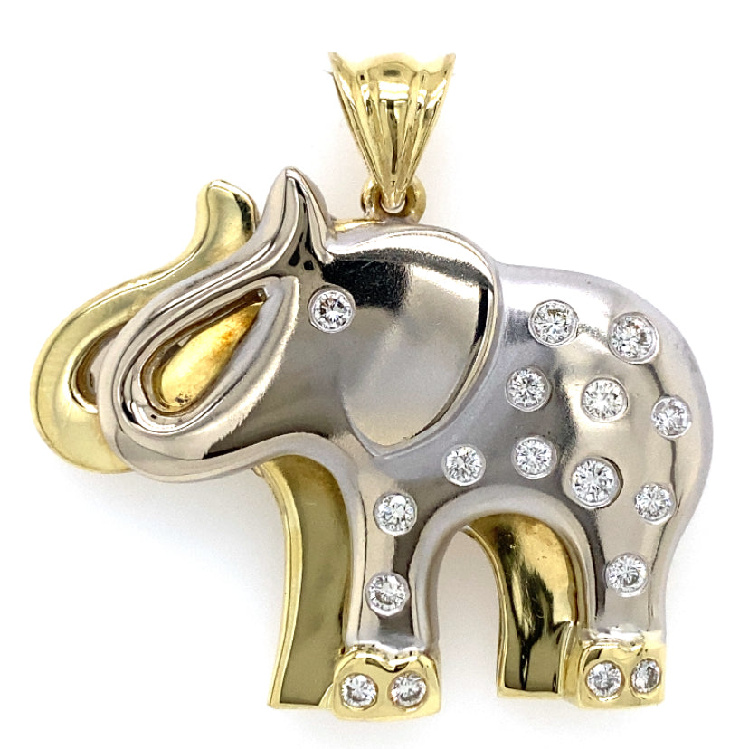 Estate Two-Tone Elephant Pendant