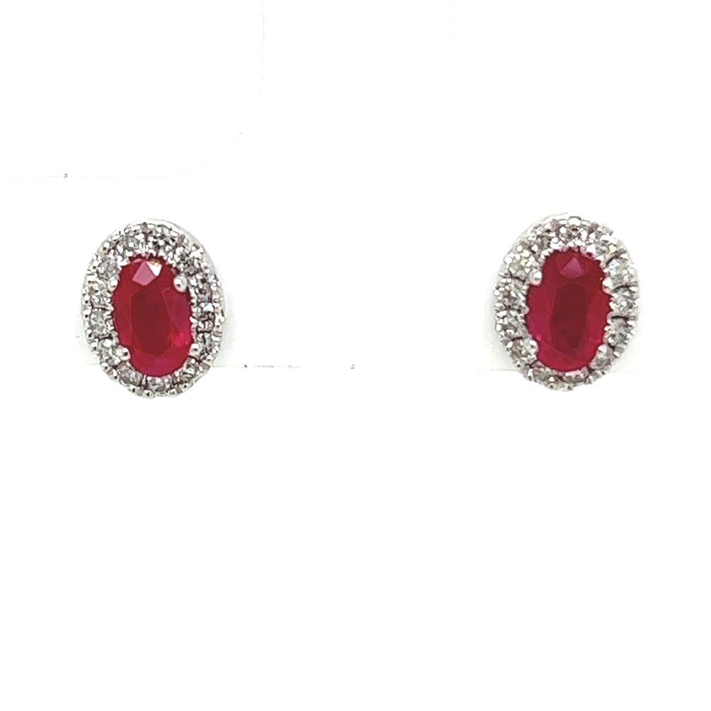 14K White Gold 0.44cttw Ruby & 0.18cttw Diamond Earrings