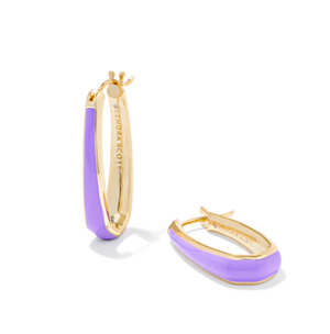 Kelsey Yellow Gold Plated Purple Enamel Hoop Earrings by Kendra Scott