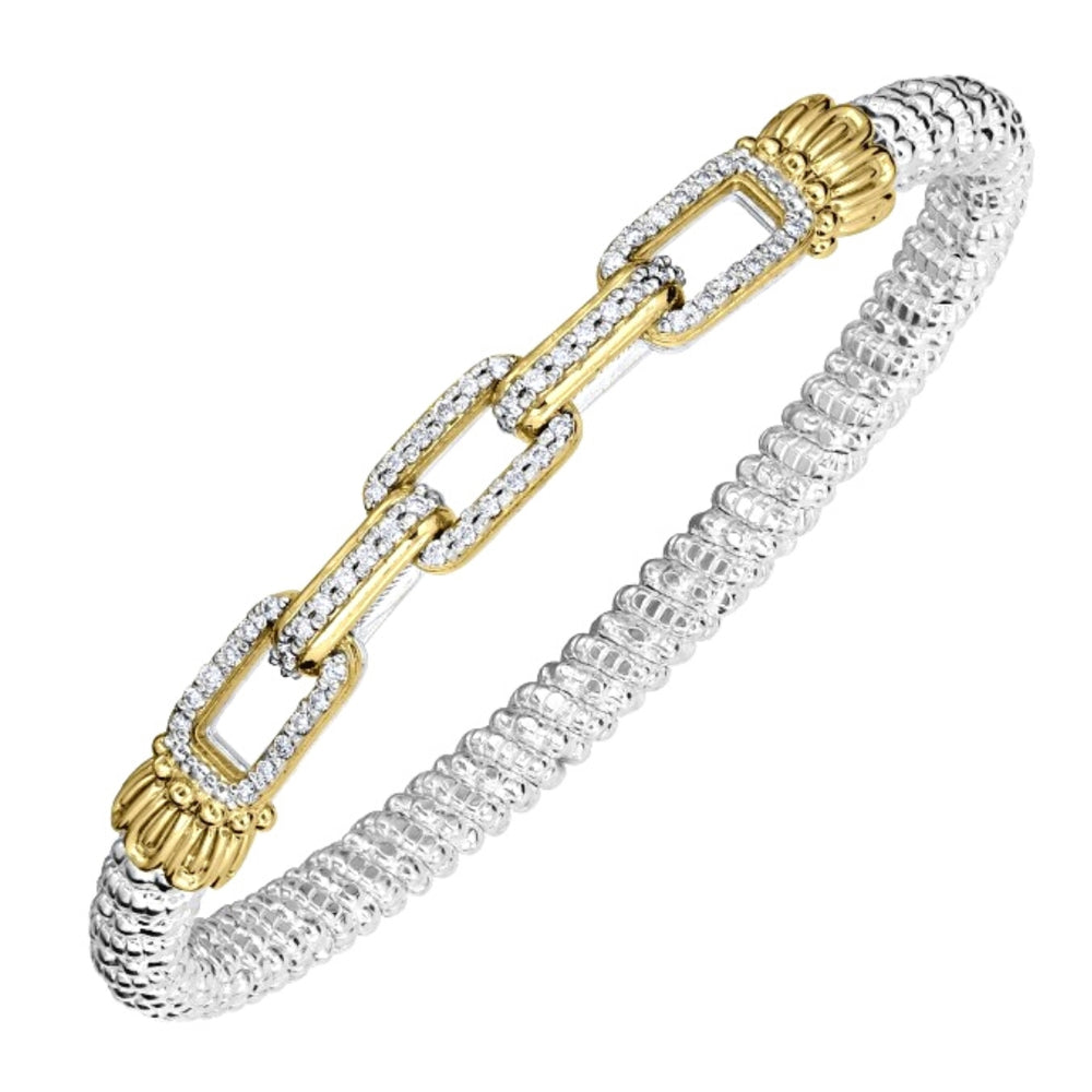 14K Yellow Gold & Sterling Silver Diamond Bracelet 4mm by Vahan