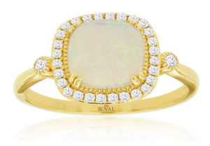 14K Yellow Gold 1.40ct Opal & 0.18cttw Diamond