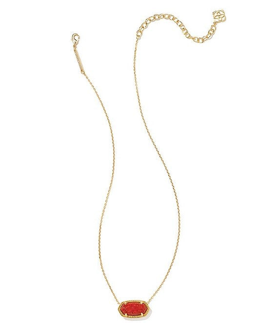 Elisa Gold Plated Red Kyocera Opal Pendant Necklace by Kendra Scott