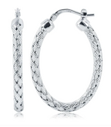 Sterling Silver Oval Mesh Earrings by Charles Garnier