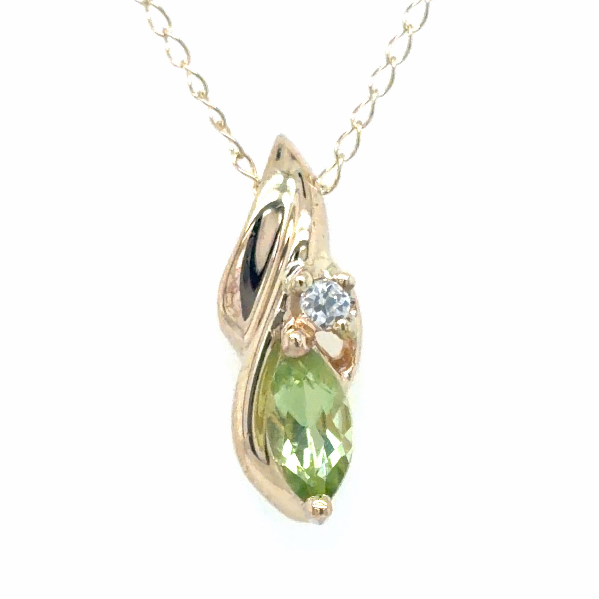 Estate Peridot & White Sapphire Necklace