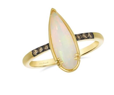 14K Honey Gold 1.10ct Neopolitan Opal & 0.07cttw Chocolate Diamond Ring by LeVian