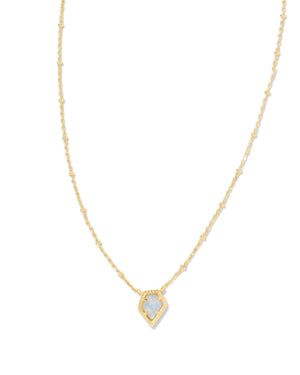 Framed Tessa Yellow Gold Plated Satellite Pendant Necklace with Luster Light Blue Opal by Kendra Scott