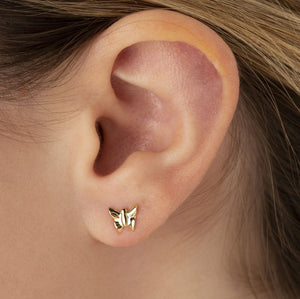 14K Yellow Gold, Small Butterfly Stud Earrings