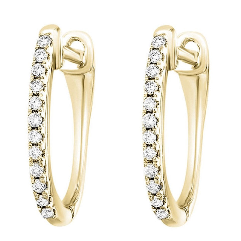 10K Yellow Gold 0.10cttw I HI Diamond Oval Huggie Earrings