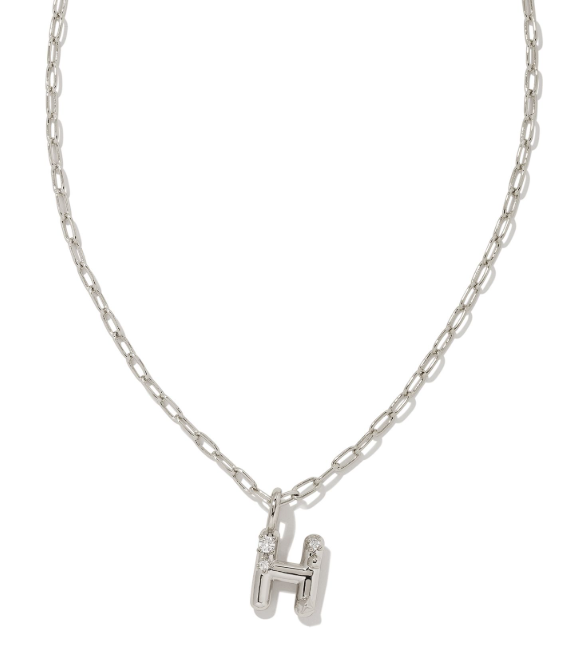Crystal Letter H Silver White CZ Short Pendant Necklace by Kendra Scott