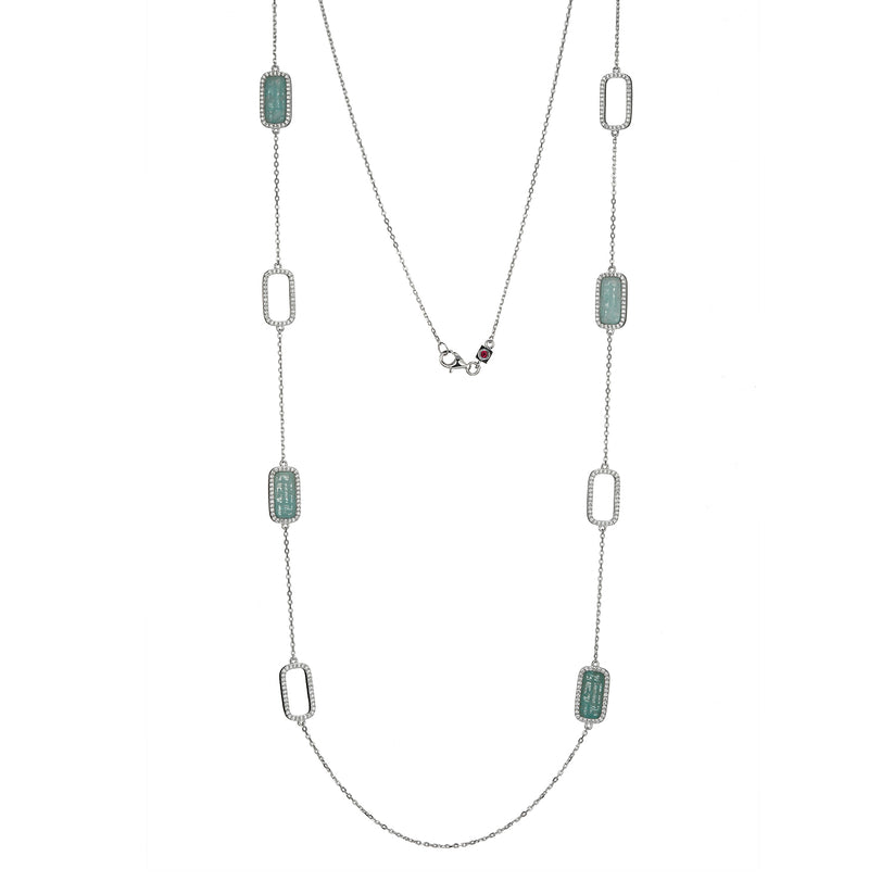 Sterling Silver Necklace with Cubic Zirconia Accsents