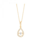 10K Yellow Gold 0.20cttw Diamond Rhythm of Love Pear Shaped Pendant & Chain