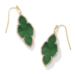 Abbie Gold Plated Green Illusion Pave Frame Drop Earrings by Kendra Scott