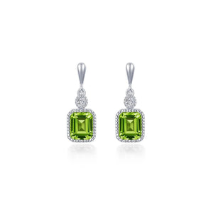 SS/PT 1.82cttw Simulated Diamond & Simulated Peridot Earrings