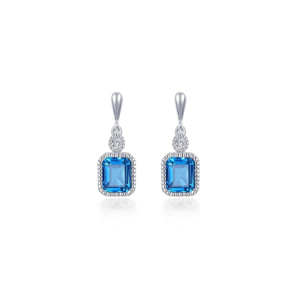 SS/PT 1.82cttw Simulated Diamond & Simulated Blue Topaz Earrings