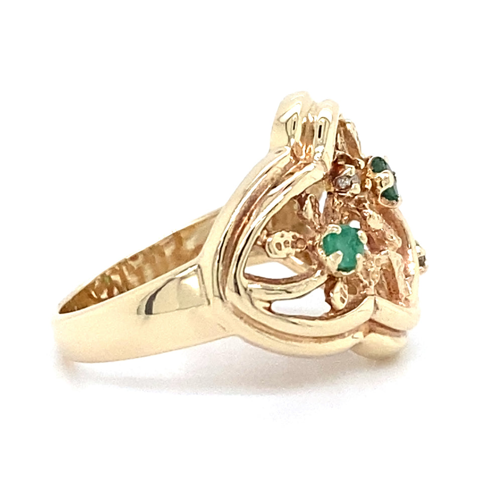 Estate Emerald Floral Ring