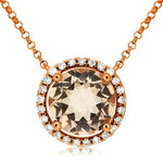 14K Rose Gold Morganite Diamond Necklace