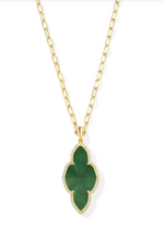 Abbie Gold Plated Green Illusion Pave Frame Large Long Pendant Necklace by Kendra Scott