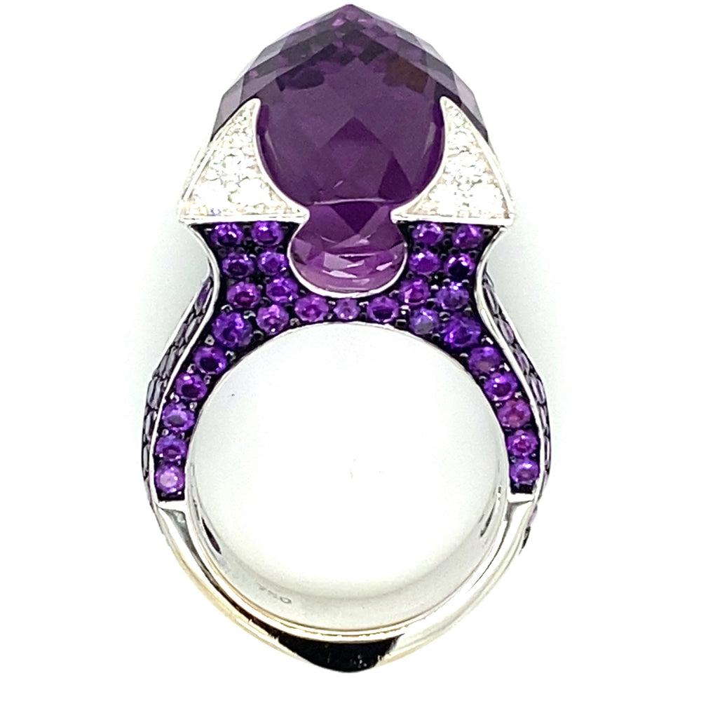 Estate Rodney Rayner Amethyst & Diamond Ring