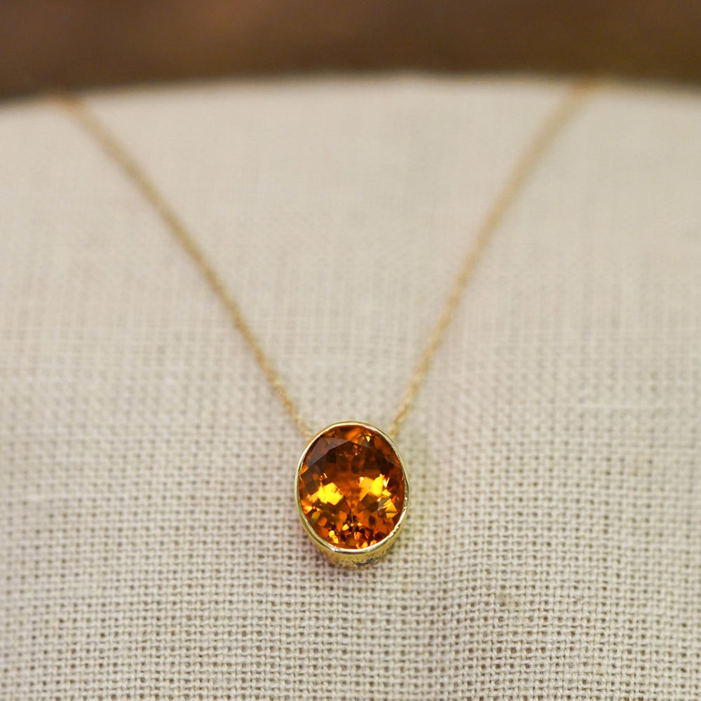 14K Gold Citrine Necklace