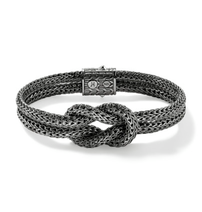 Love Knot Silver X-Small Double Bracelet, Pusher Clasp, & Black Rhodium by John Hardy