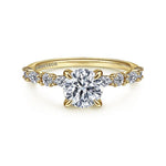 Captivating 14K Yellow Gold Round Diamond Semi-Mount Engagement Ring